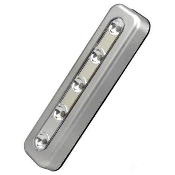 Brightness Wireless Wall 5 Led Cabinet Closet Self Stick Tap Light Silver Night Lights