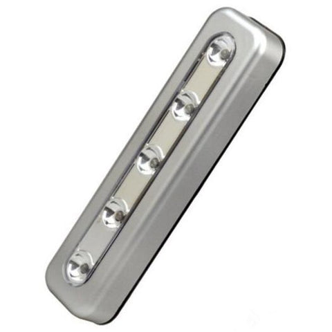 Brightness Wireless Wall 5 Led Cabinet Closet Self Stick Tap Light Silver