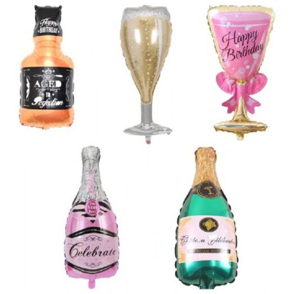 Champagne Wine Bottle Cup Foil Balloons Birthday Wedding Decorations Party Antique White