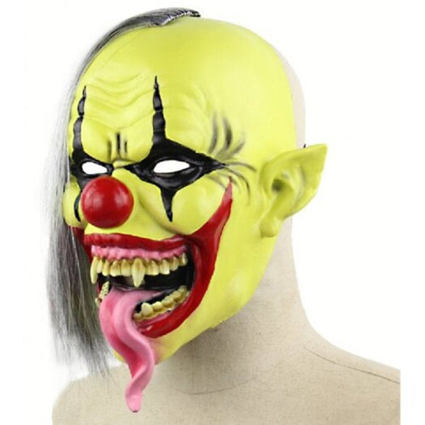 Halloween Scary Clown Mask With Hair For Adults Costume Party Goldenrod Masks