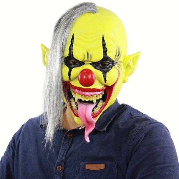 Halloween Scary Clown Mask With Hair For Adults Costume Party Goldenrod Masks