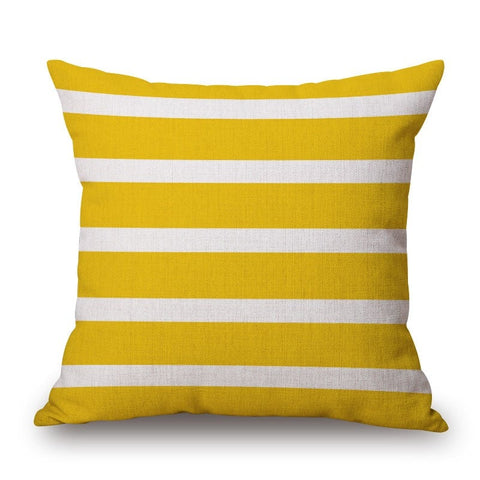 Yellow White Stripes On Colourmatching Cotton Linen Pillow Cover Cushions & Decorative Pillows