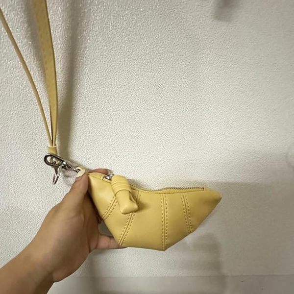 Elosung Yellow Cute Crossbody Coin Purse | Mini Croissant Design Shoulder Bag Small Leather Portable Makeup & Earphone Pouch Women's Bags & Handbags