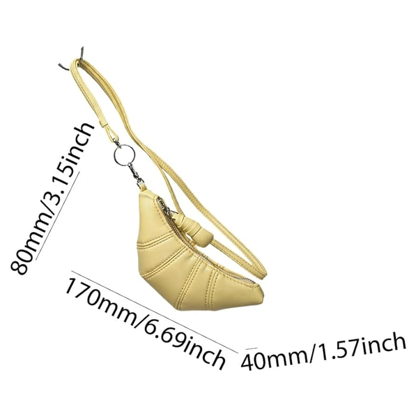 Elosung Yellow Cute Crossbody Coin Purse | Mini Croissant Design Shoulder Bag Small Leather Portable Makeup & Earphone Pouch Women's Bags & Handbags