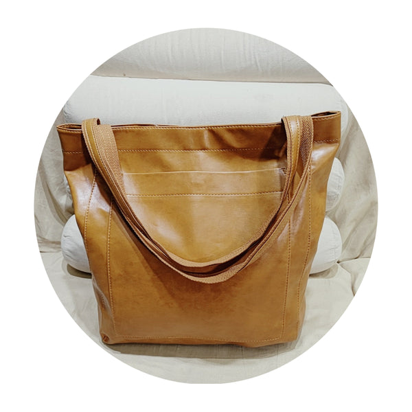 Vintage Pu Leather Tote Bag Stylish And Spacious Everyday Shoulder Bag(Yellow) Women's Bags & Handbags