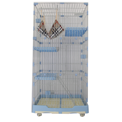Yes4pets 179 Cm Blue Pet Level Cat Cage House With Litter Tray & Wheel 82X57x179