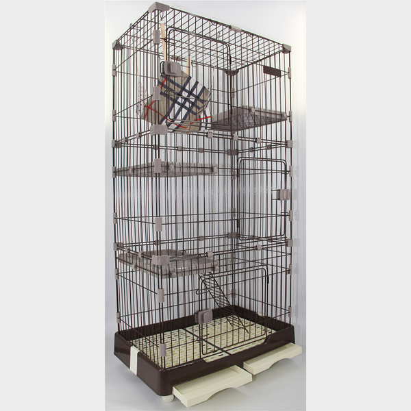 Yes4pets 179 Cm Brown Pet Level Cat Cage House With Litter Tray & Wheel 82X57x179