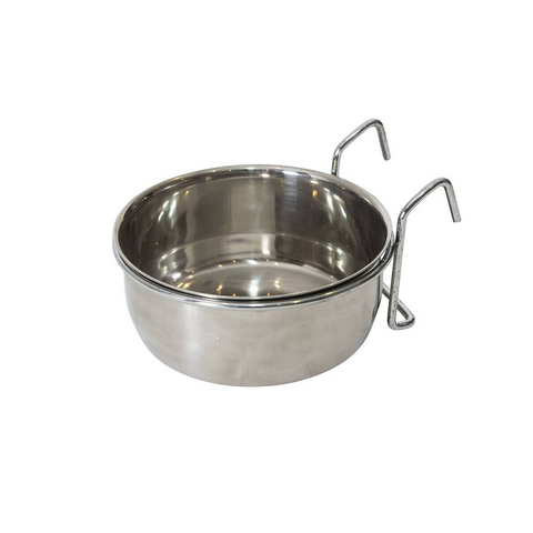 Yes4pets 2 X Stainless Steel Pet Rabbit Bird Dog Cat Water Food Bowl Feeder Chicken Poultry Coop Cup 591Ml