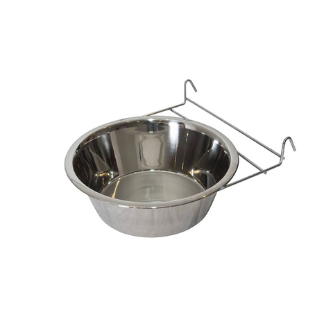 Yes4pets 2 X Stainless Steel Pet Rabbit Bird Dog Cat Water Food Bowl Feeder Chicken Poultry Coop Cup 1.9L