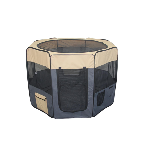 Yes4pets 75 Cm Foldable Large Grey Dog Puppy Rabbit Soft Cat Cage Playpen Enclosure Pet Transport