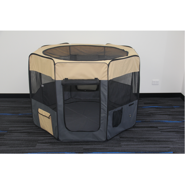 Yes4pets 75 Cm Foldable Large Grey Dog Puppy Rabbit Soft Cat Cage Playpen Enclosure Pet Transport