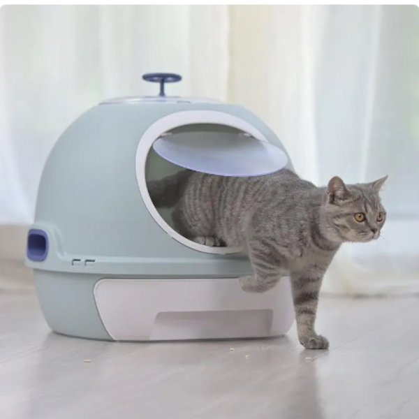 Yes4pets Cat Toilet Litter Box Tray House W Sky Window Drawer Photocatalyst Purifier Blue