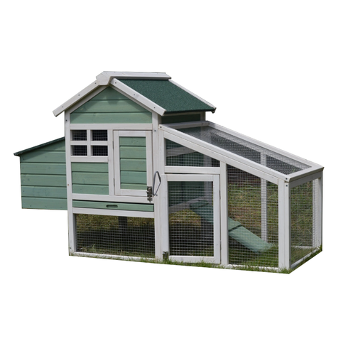 Yes4pets Green Small Chicken Coop With Nesting Box For 2 Chickens / Rabbit Hutch