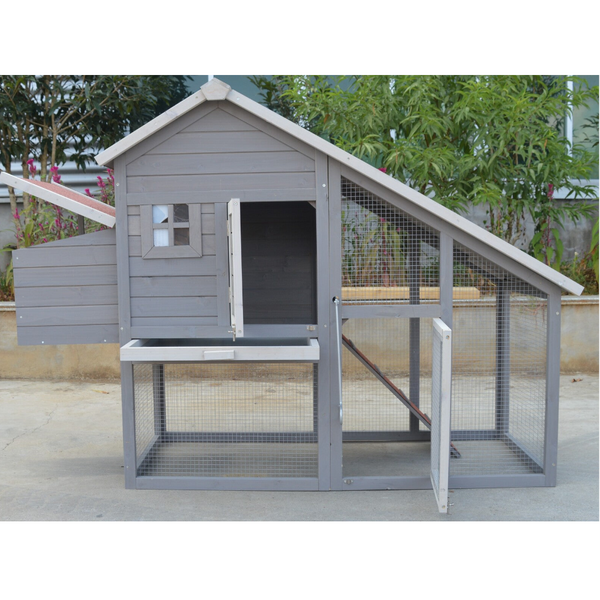 Yes4pets Grey Large Chicken Coop Rabbit Hutch Ferret Guinea Pig Cage Hen Chook Cat Kitten House Small Animal Cages & Hutches