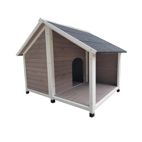 Yes4pets L Timber Pet Dog Kennel House Puppy Wooden Cabin 130X105x100cm Grey