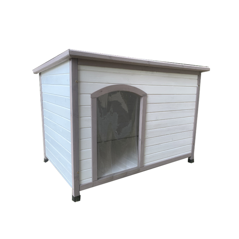 Yes4pets L Timber Pet Dog Kennel House Puppy Wooden Cabin With Stripe White