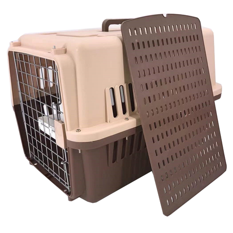Yes4pets Large Airline Dog Cat Crate Pet Carrier Cage With Tray And Bowl Brown