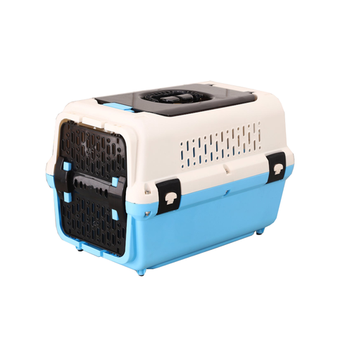 Yes4pets Large Dog Cat Crate Pet Rabbit Carrier Travel Cage With Tray & Window Blue