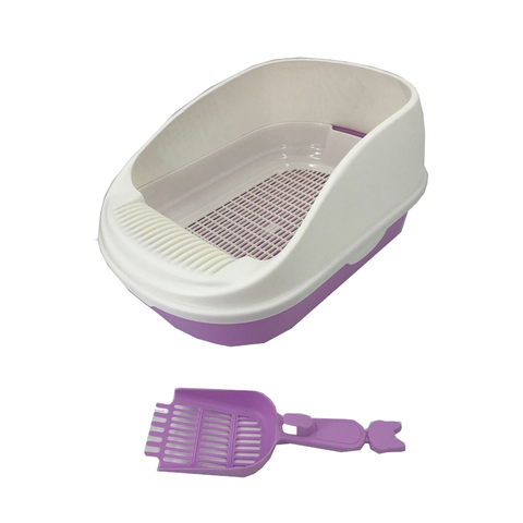 Yes4pets Large Portable Cat Toilet Litter Box Tray With Scoop And Grid Purple