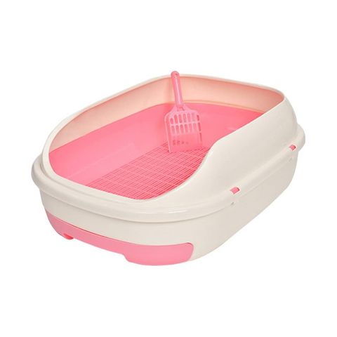 Yes4pets Medium Portable Cat Toilet Litter Box Tray With Scoop And Grid Tray-Pink