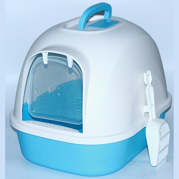 Yes4pets Portable Hooded Cat Toilet Litter Box Tray House With Handle Scoop Blue