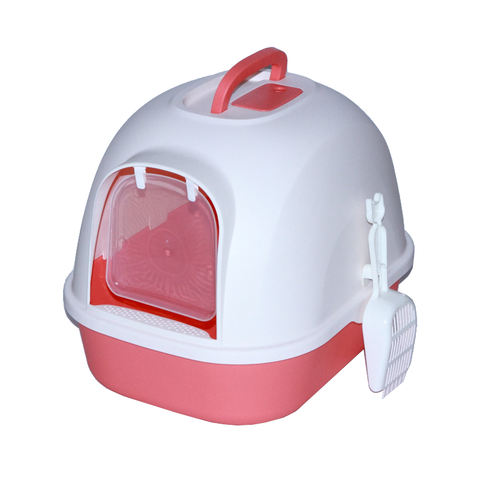 Yes4pets Portable Hooded Cat Toilet Litter Box Tray House With Handle And Scoop Red