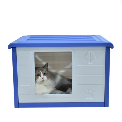 Yes4pets Small Plastic Pet Dog Puppy Cat House Kennel Blue