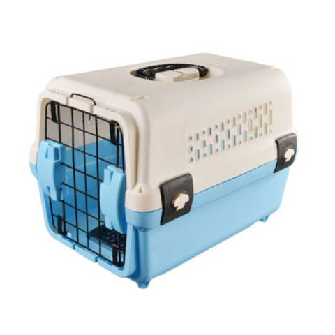 Yes4pets Small Portable Plastic Dog Cat Pet Pets Carrier Travel Cage With Tray-Blue
