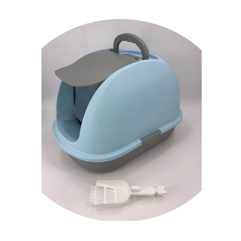 Yes4pets Xl Portable Hooded Cat Toilet Litter Box Tray House W Charcoal Filter And Scoop Blue