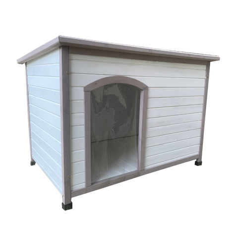 Yes4pets Xl Timber Pet Dog Kennel House Puppy Wooden Cabin With Stripe White