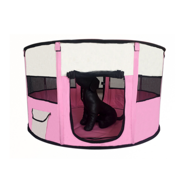 Yes4pets Large Round Portable Soft Playpen Dog Cat Rabbit Puppy Playpen-Pink