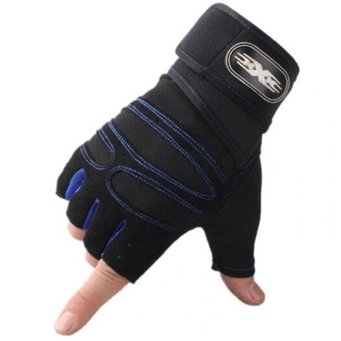 Yjm1053 Men's Sports Fitness Outdoor Skid Gloves Deep Blue L
