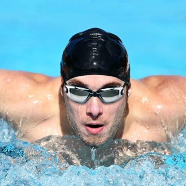 Yjm978 Hd Waterproof Anti Fog Swimming Glasses With Cap Black Caps
