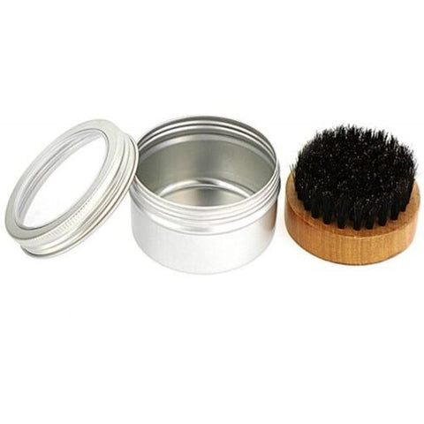 Ymh37185 Beard Brush With Containing Storage Box Set Silver