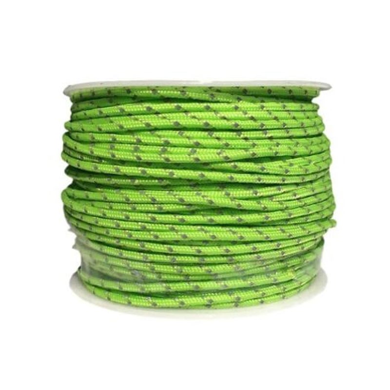 50M 3 Strands Cores 280Lb Reflective Paracord Parachute Cord Tent Guy Fishing Line Neon Green Paracords