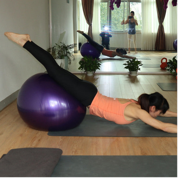 65 Cm Exercise Ball And Air Pump For Yoga Fitness Pilates Balance Gym Aerobic Purple