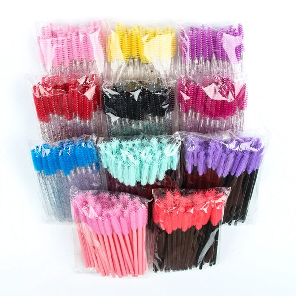 50 Pcs Eyelash Makeup Disposable Mascara Wands Applicator Brushes