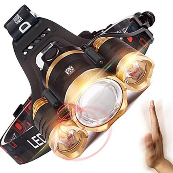 Xpe T6 2000Lm White Light Telescopic Zoom Intelligent Induction Led Headlamp Black And Golden