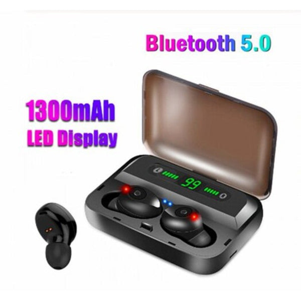 F9 5 Bluetooth Headset 5.0 With Battery Display Emergency Mobile Power Function Black Earbuds