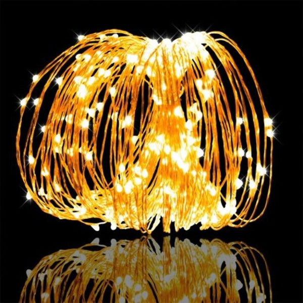 100 Leds10m8 Mode Waterproof Silver Copper Wire Solar Power String Light Warm White