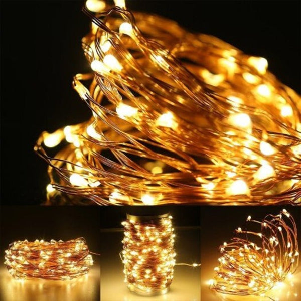 10M 100 Leds Three Copper Filament Lamp Strings Usb With Switch Brass Warm White 3W