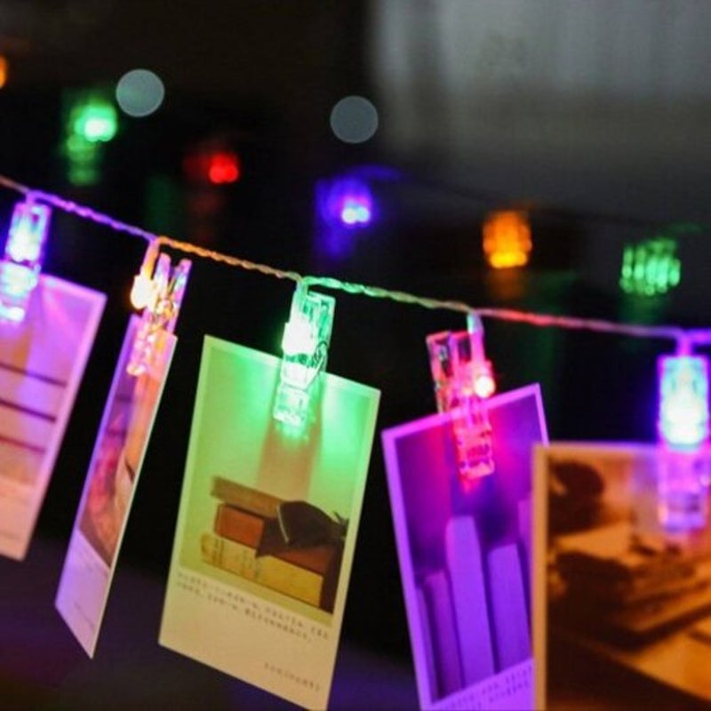 2 4 Metet Led Photo Clip Battery Powered For Bedroom Party Wedding Multicolor 2M 20 Leds String Lights
