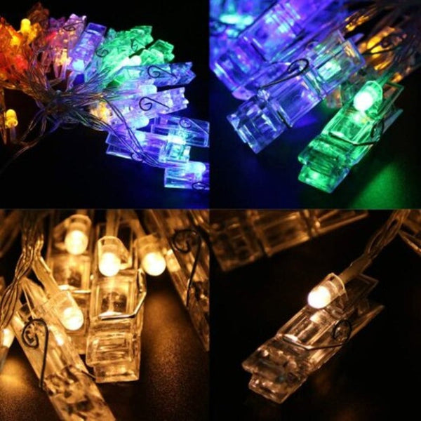 2 4 Metet Led Photo Clip Battery Powered For Bedroom Party Wedding Multicolor 2M 20 Leds String Lights