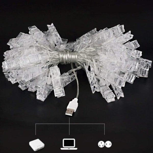 2 4M Led Photo Clip String Lights Usb Interface Fairy Twinkle Dc5v Multi Meters 20Pcs