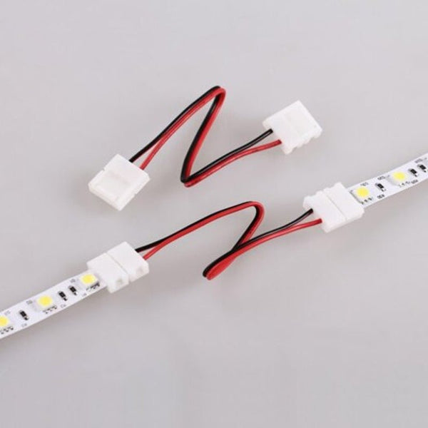 2 Pin Solderless Led Light Strip Connector Cable 10Pcs White Mm