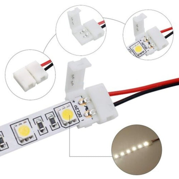 2 Pin Solderless Led Light Strip Connector Cable 10Pcs White Mm String Lights