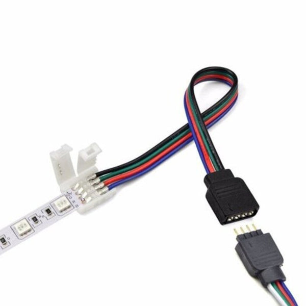 5 Pcs Led 5050 Rgb Strip Light Connector 4 Pin Conductor 10 Mm Wide To Solderless Clamp