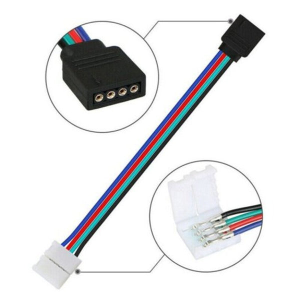 5 Pcs Led 5050 Rgb Strip Light Connector 4 Pin Conductor 10 Mm Wide To Solderless Clamp