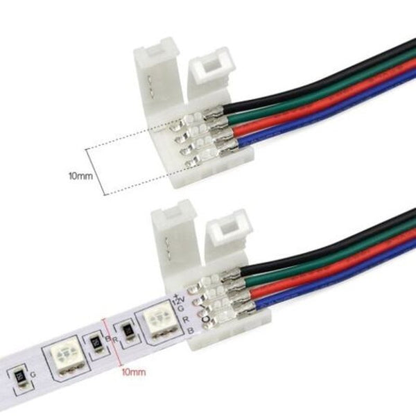 5050 4Pin Led Strip Connector Kit With 2 Way Rgb Splitter Cable 3.3Ft Extension