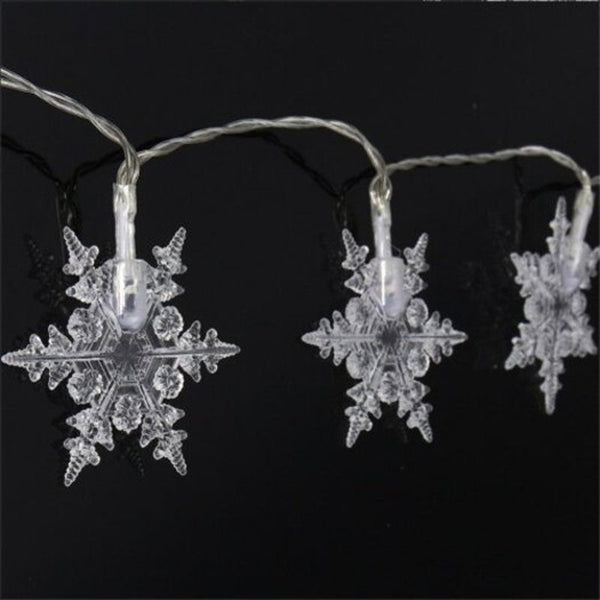 Snowflake Light String Led 5V White Indoor Fairy Lights For Christmas Day Party Decoration 2 Metre 20Pcs Cold 3Aa Battery Case